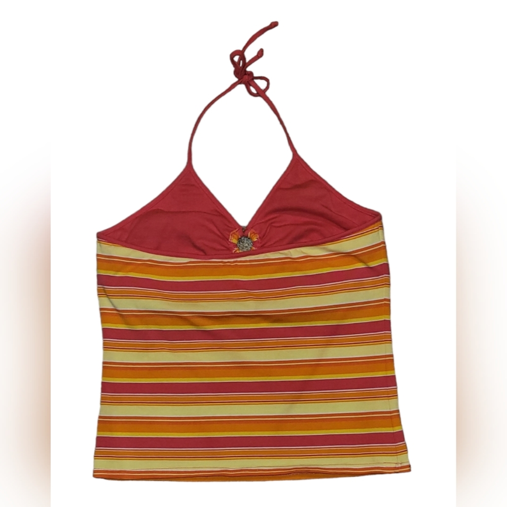 Derek Heart Halter Tank Top Tie Behind size large - Picture 2 of 3